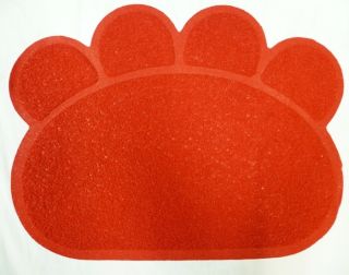 Red Cats Dogs Paw Print Litter Tray Mat Cat Dog Pet Pets Tidy Animal Rug Clean