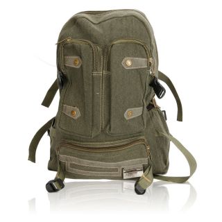 New Men Travelling Gentlemen Hiking Canvas Shoulders Backpack Bag Army Green