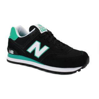New Balance 574 WL574CPR Womens Laced Suede Mesh Trainers Shoes Black Green