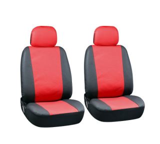 6pc Set Red Black Synthetic PU Leather Low Back Front Bucket Truck Seat Covers
