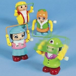 4 Plastic Kids Wind Up Jump Ropers Boy Girl Fun Kids Toy