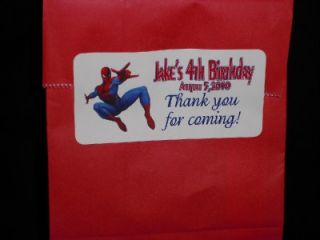 Spiderman Birthday Party Favor Thank You Labels
