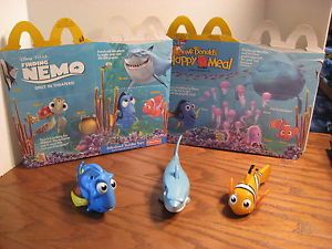 Disney Pixar McDonalds Kids Meal Toys Finding Nemo Dory Bruce and Marlin