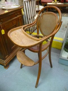 Vintage Bent Wood Antique Childs Baby High Chair Classic Thonet Window Prop