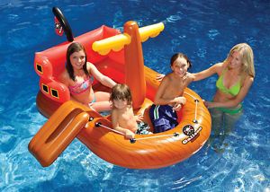 Kids Inflatable Swimming Pool Float Blow Up Fun Pirate SHIP Play Beach Raft Toy