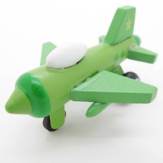 New Green White Hand Made Wooden Wood Mini Airplane Fighter Baby Kids Toys