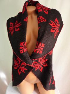 Style Co Circle Sweater Vest Fairisle Cozy Knit Red Black Sz s $49 32866