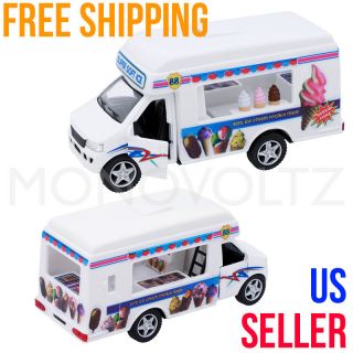 Sweet Soft Ice Cream Truck Die Cast Pull Back Pullback Car Toy Kids Gif White