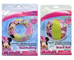 Disney Minnie Mouse Daisy Set Kids Swim Ring Tube Float Pool Beach Ball Toy