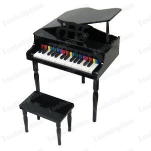 New Child's Black Piano Baby Grand Kids w Bench Toy