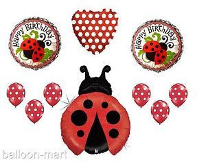 Ladybug Birthday Party Supplies Red White Black Polka Dot Balloons Garden Lot