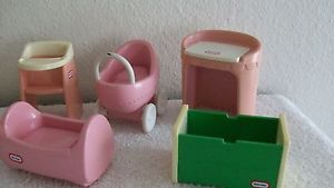 Little Tikes Dollhouse Baby Stroller Cradle High Chair Toy Box Desk