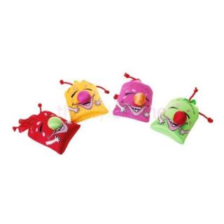 Random Color Cute Smiley Face Soft Sponge Stuffed Prank Toy Laugh Bag w Strap