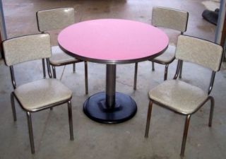 RARE 1950's Art Deco Chrome Formica Kitchen Table 4 Chairs