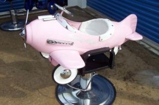 Kids Pedal Car Salon Barber Chair Pink Fantasy Flyer Airplane Pink White
