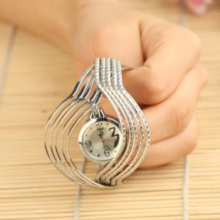 Stainless Steel Women's Ladies's Silver Bangle Bracelet Quartz Wrist Watch Gifts