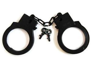 12 Black Plastic Handcuffs with Keys Toy Police Cuffs Play Kids Handcuff New Key