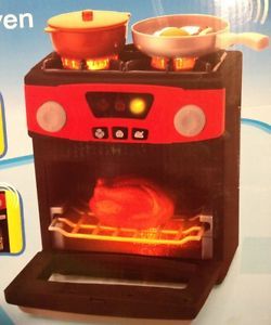 Pretend Play Kitchen Oven Food Dishes Kids Childs Childrens Toy Lights Sounds