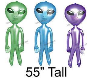 Alien Inflatable Figure 55" Kids Blow Up Toy Outer Space Stars Moon Mars Sky UFO