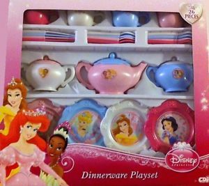 Disney Princess Dinnerware Play Set Children Toddler Girls Gift Toy Kids Fun New