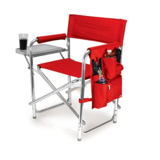 Picnic Time Portable Folding Aluminum Sports Chair w Side Table