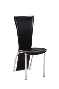 Global Furniture Dining Chair Black Legs Silver Metal Cushion PVC New