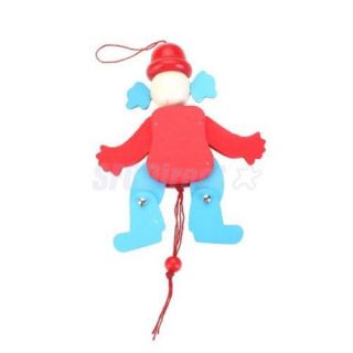 Wooden Pull String Clown Dancing Puppet Toy Arms Legs Go Up Down Kids Funny Gift