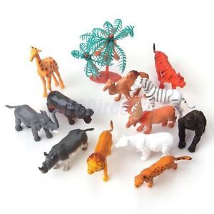 12 Mixed Zoo Animal Toy Wildlife Model Kids Baby Bedtime Animal Story Party Gift