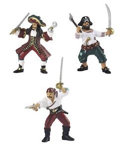 Pirate Action Figures Corsair Set Kids Play Captain Axe Gun Sword Papo New
