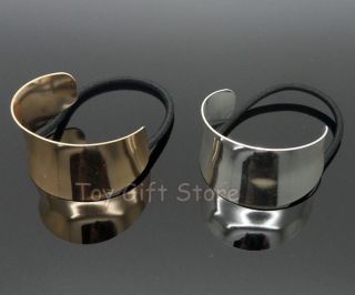 Hot New Chic Women Hair Cuff Wrap Ponytail Mirrored Metal Band Ring Silver