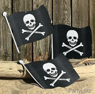 1 PK 12 Pirate Jolly Roger Skull Flags Party Decor