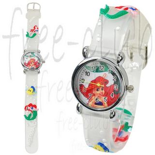 Little Mermaid Lovely Ariel 3D White Strap Wrist Watch