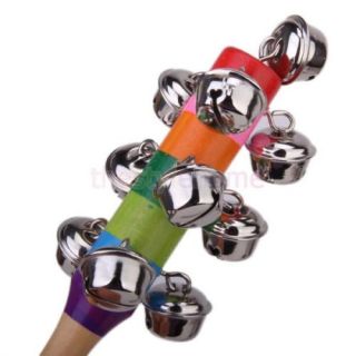 Random Color Wooden Jingle Hand Bells for Kids Baby Cradle Music Shake Toys New