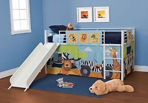 Bunk Bed Curtain Set Twin Loft Jungle Animal Boys Furniture Kids Toddler Toys Up