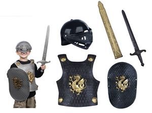 Kids Knight Sword Shield Set Knights Role Play Uniform Outfit Costume ...