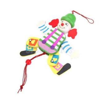Wooden Pull String Clown Dancing Puppet Toy Arms Legs Go Up Down Kids Funny Gift