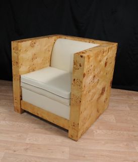 Pair Art Deco Box Club Chairs Armchairs Sofa Seat Modernist