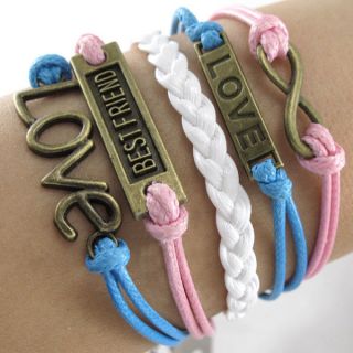 New Personality Mix Infinity Power Believe Love Bicycle Design Leather Bracelet