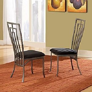 Alston Contemporary Black Upholstered Metal Finish Dining Room Side Chair Pair