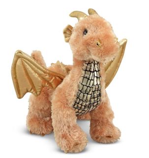 New Gold Luster Dragon with Wings Stuffed Animal Toy Plush Melissa Doug 7571