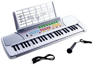 Children 49 Keys Electronic Piano Music Keyboard Silver Kids Learn to Play Gift