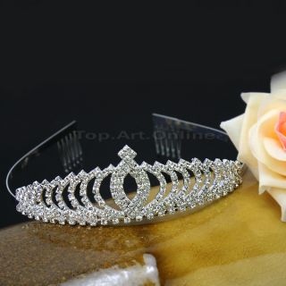 Girl Crystal Tiara Crown Wedding Bridal Bridesmaid Pageant Rhinestone Headband