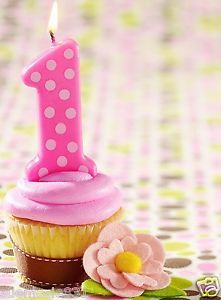 Pink 1st Birthday Polka Dot Candle Baby's 1st Birthday Party Supplies