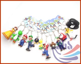New 12pcs Set Super Mario Bros Series Key Chain