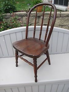 Vintage Antique Childs Bentwood Round Back Oak Seat Chair Circa 1920’s 1930’S