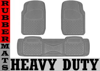 3pc Set All Weather Heavy Duty Rubber SUV Floor Mat Gray Grey Front Rear Liner