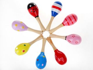 5pcs Wooden Maraca Wood Rattles Kid Musical Party Favor Child Baby Shaker Toy