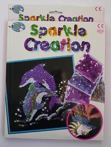 New Childrens Kids Girls Arts Crafts Dolphin Sparkle Creation Sequins Boxed