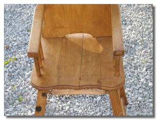 Vintage Oak Wood Wooden Child's High Chair
