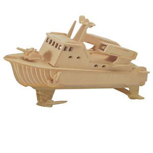 Kids 3D Wood Craft DIY Missile Speedboat Model Wooden Construction Kit Toy